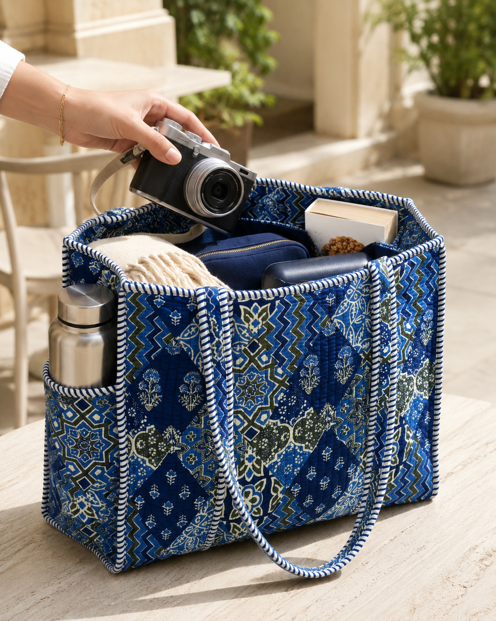 Indigo Kaleidoscope Medium Tote Bag