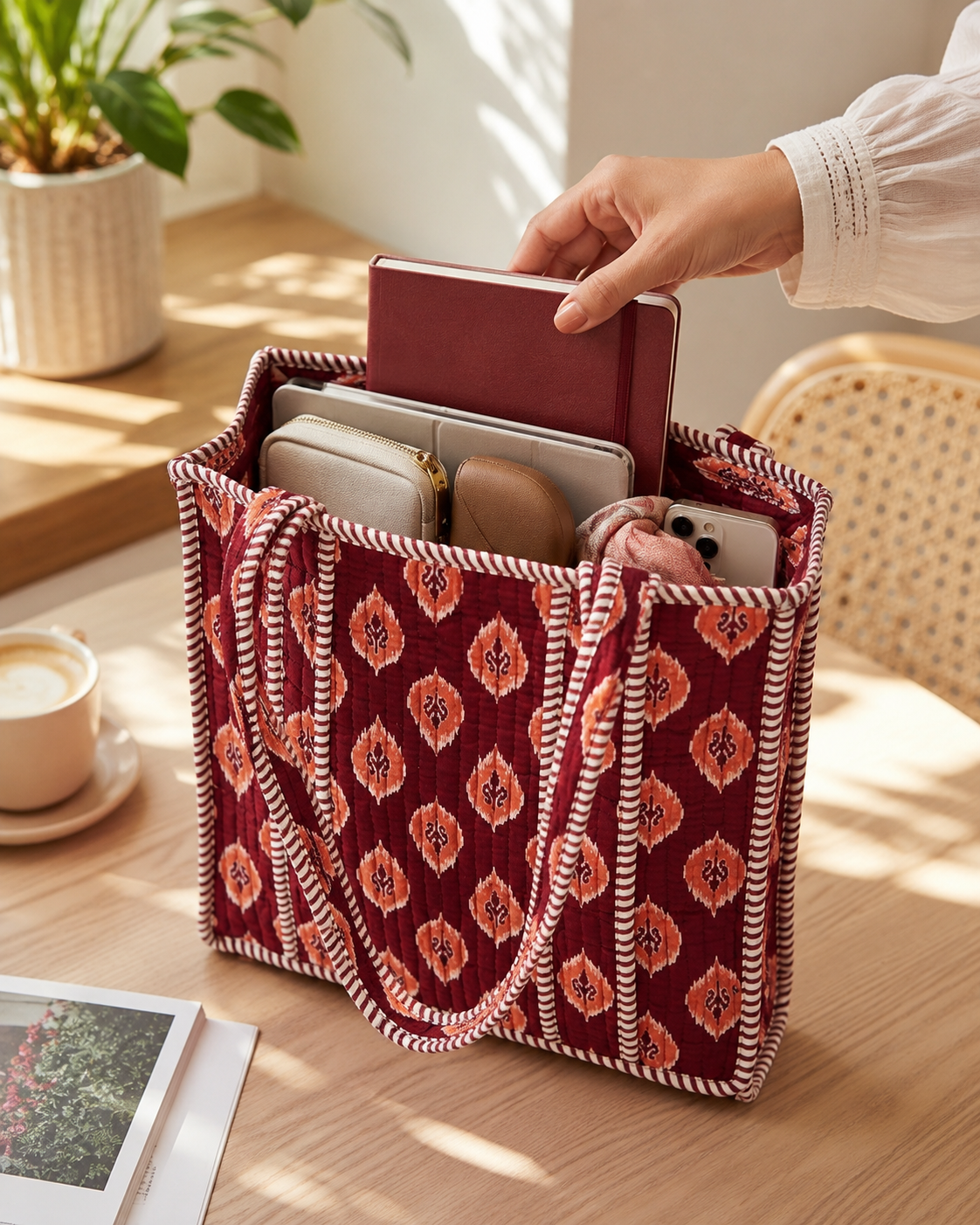 Rust Ikat Mini Tote Bag