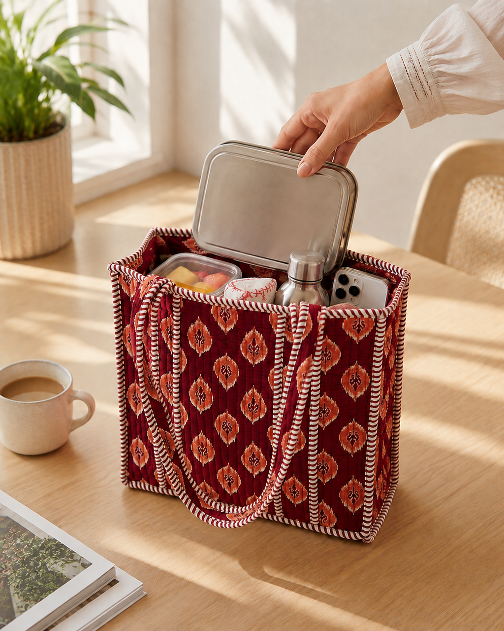 Rust Ikat Mini Tote Bag
