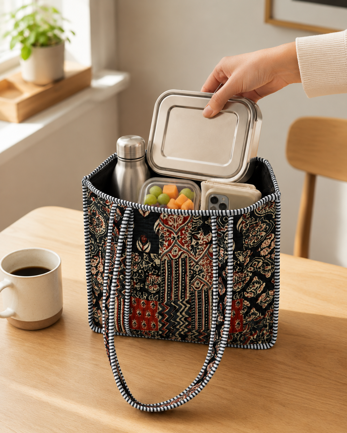 Folk Mosaic Mini Tote Bag
