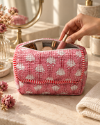 Blush Bloom Scallop Quilted Pouch
