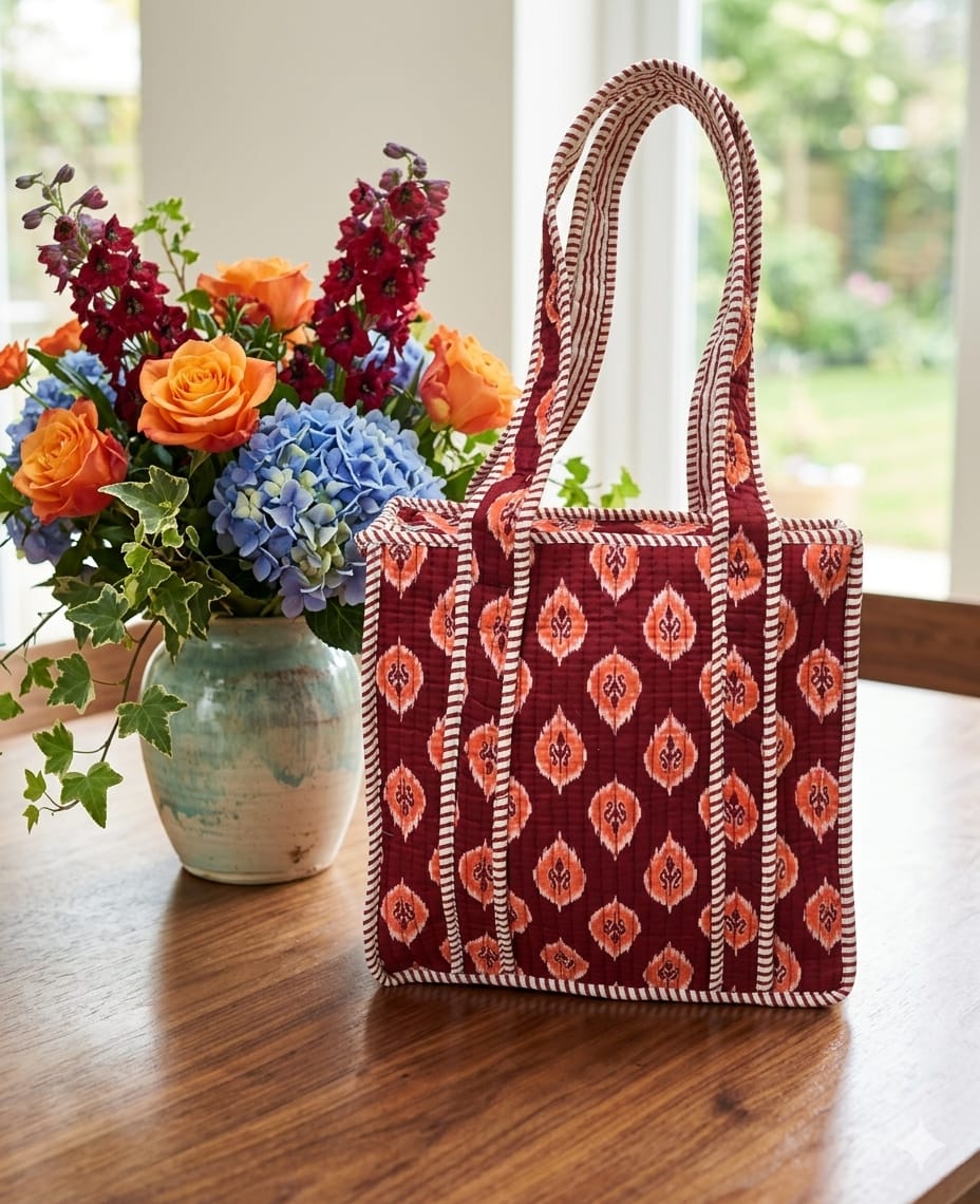Rust Ikat Mini Tote Bag