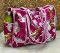 Magenta Cranes Medium Tote Bag